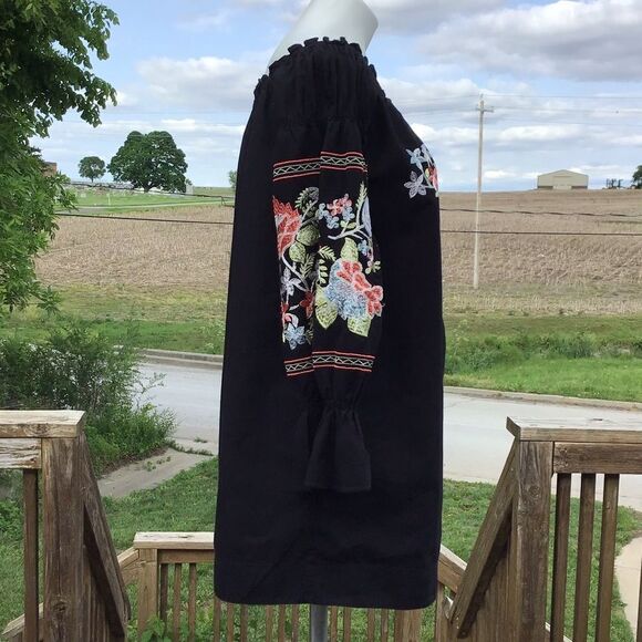 Free People Printed Strapless Mini Dress Fleur Du Jour Off Shoulder Embroidered - Picture 3 of 14